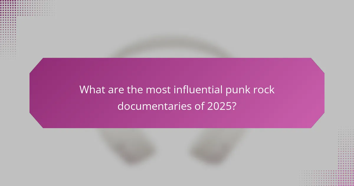 What are the most influential punk rock documentaries of 2025?