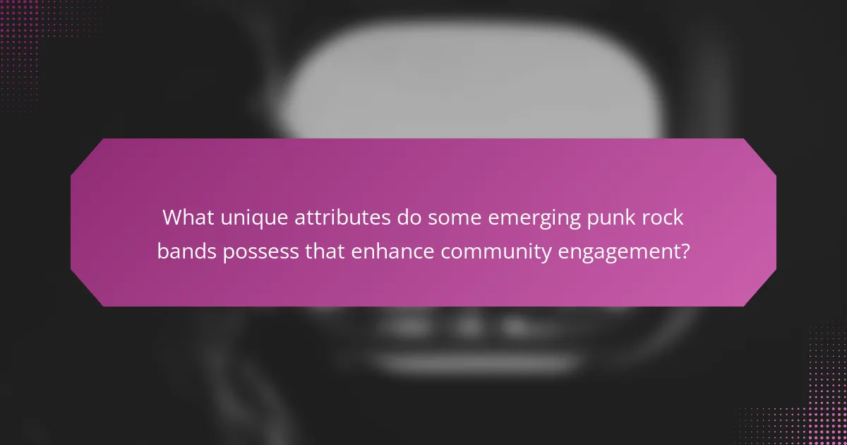 What unique attributes do some emerging punk rock bands possess that enhance community engagement?